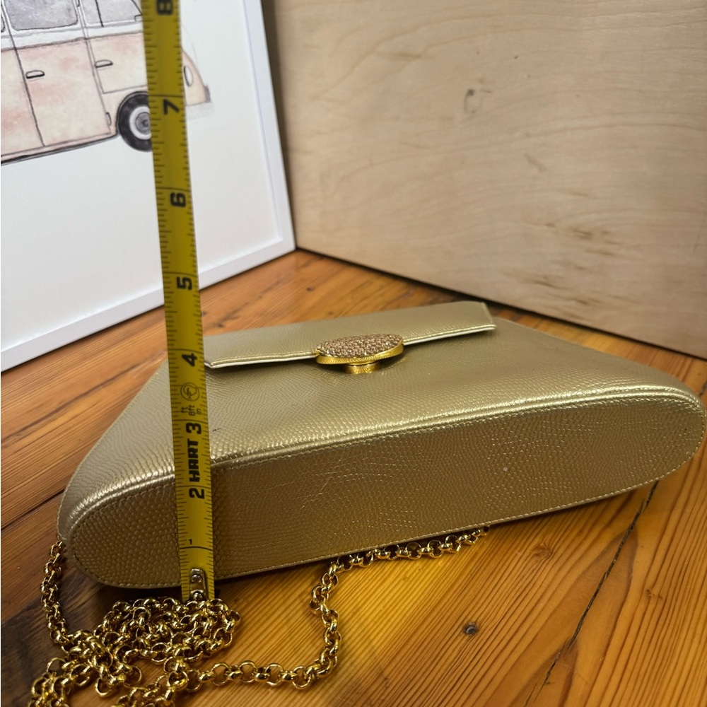 Landau vintage Gold Metallic Chain crossbody Clutch - Picture 11 of 12